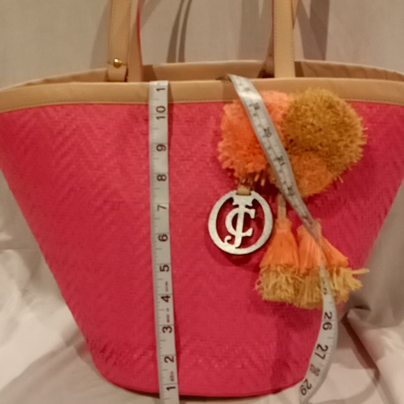 Juicy couture pink orange straw bucket bag NWT - Picture 2 of 11